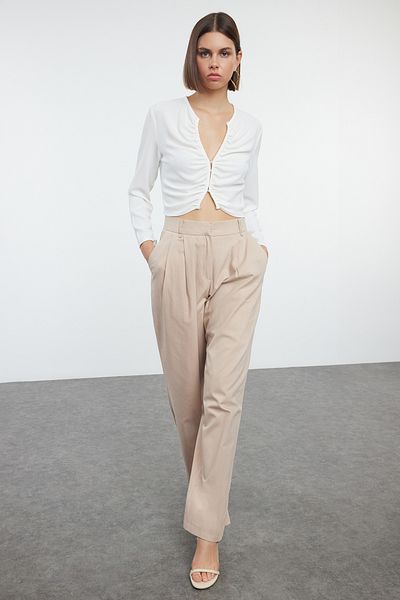 Trendyol Collection Широки памучни панталони от норка - TWOAW25PL00040