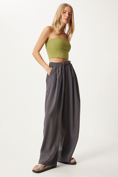 Happiness İstanbul Smoked Women's Shalwar Trousers - Comfortable Fit Mw00150