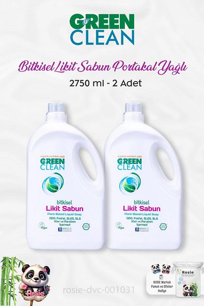 Green Clean 2 Pieces Green Soap - Herbal, Liquid and Orange Oil 2750 ml ROSIE