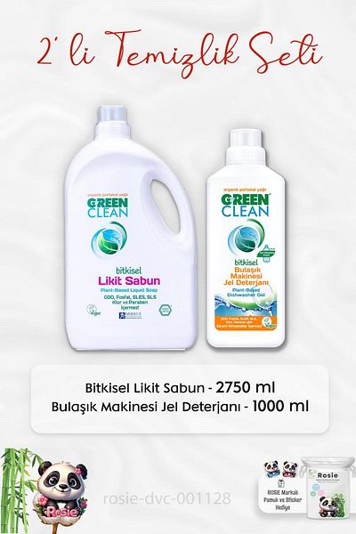 Green Clean 2750 Ml Herbal Liquid Soap - Gel Detergent 1 Lt and Rosie