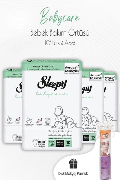 Sleepy Babycare Baby Care Cover 10 Pieces X 4 Pieces And Disc Cotton 100 Pieces