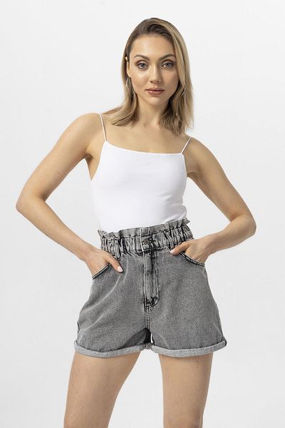 ŞİMAL Pantaloni scurți din denim cu talie elastică pentru femei