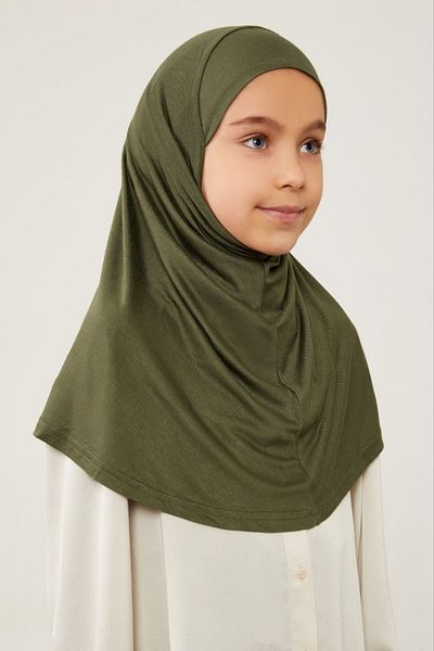 Melodi Scarf Χακί Χρώμα Παιδικό Μουσουλμανικό Καπό Προσευχής - Κασκόλ και Hijabi
