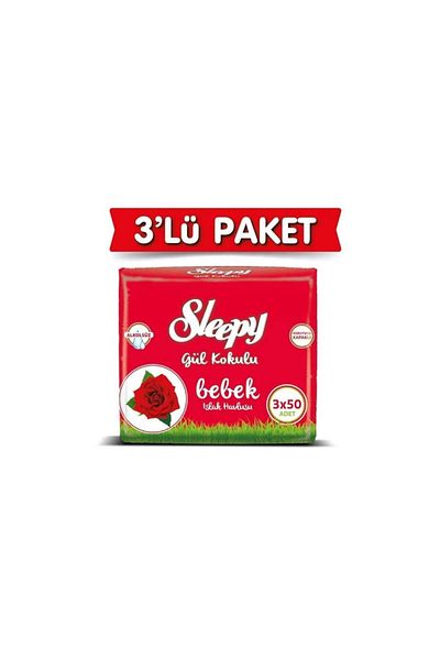 Sleepy Rose Scented Wet Baby Towel 50 Sheets x 3 Pieces