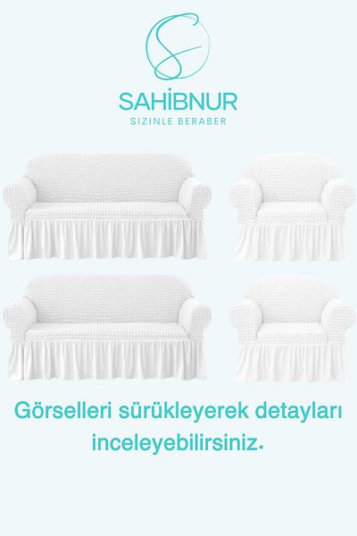 SAHİBNUR Canapea Wraparound pentru 3+3+1+1 set - canapea, husă pentru canapea extensibilă, husă pentru scaun, cu elastic și fuste 3311