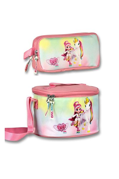ÜMİT ÇANTA Pink Girl's Cry Babies Rainbow Thermal Insulated Lunch Box and Pen Holder Set