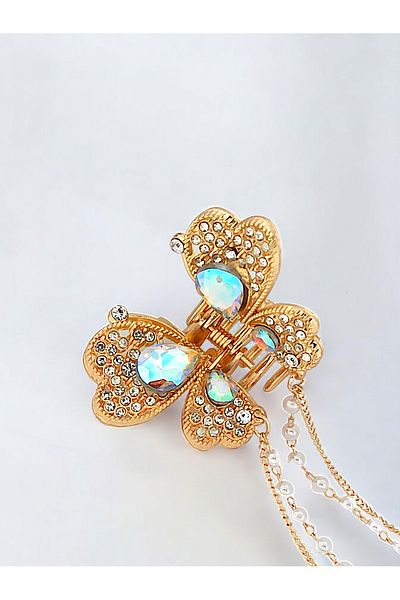 Çlk Accessories مشبك مزلاج حجري فاخر - معلقة باللؤلؤ