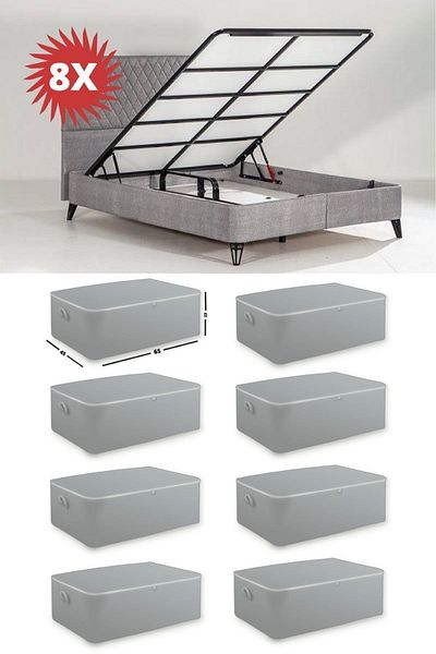 Ekici home textile 8 قطع - حقيبة تخزين من نوع قاعدة سرير الأريكة، حقيبة تخزين أسفل القاعدة 65 × 45 × 22 سم