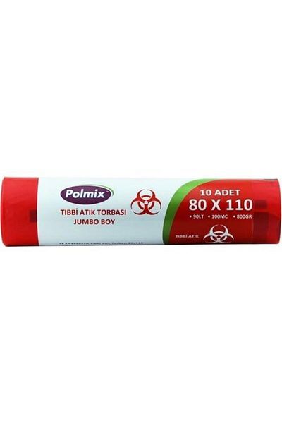 Polmix Medical Waste Bag 80*110 Jumbo Size 100 Micron Package: 10 Pieces