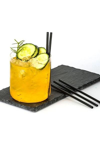 SELANİKLİ 300 Pieces Black Thin Straws - Thessaloniki, 4 Mm Diameter, 14 Cm Length