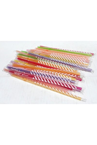 erze Mert Jelatin Sargılı Frozen Renkli Pipet Kalın Körüklü Fosforlu 50 Li