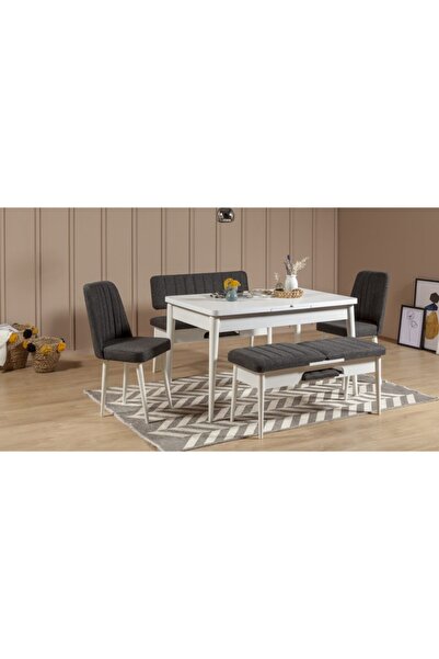 REYSA MOBİLYA Sembol Extra Mutfak Masa Takımı Beyaz Antrasit