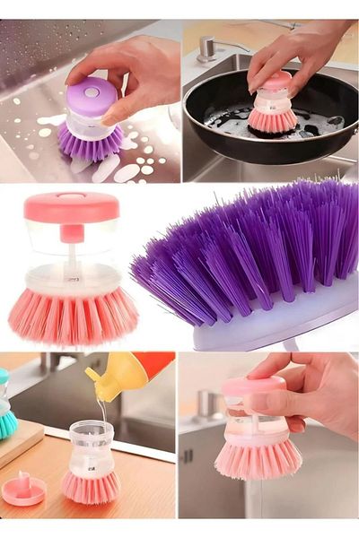 MG HOME 1 Piece Dishwashing Brush - with Liquid Detergent Tank, Colorful for Cooker Pot and Pan Kitchen Bathroom Cleaning