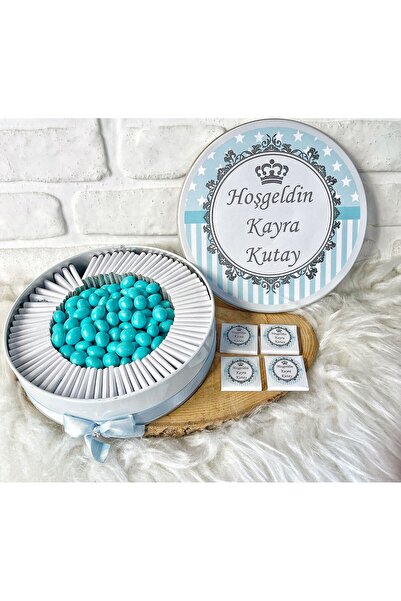 BUGİTO 100 Adet 200 gr Drajeli Kral Tacı Temalı İsme Özel Doğum Günü-Sünnet H...