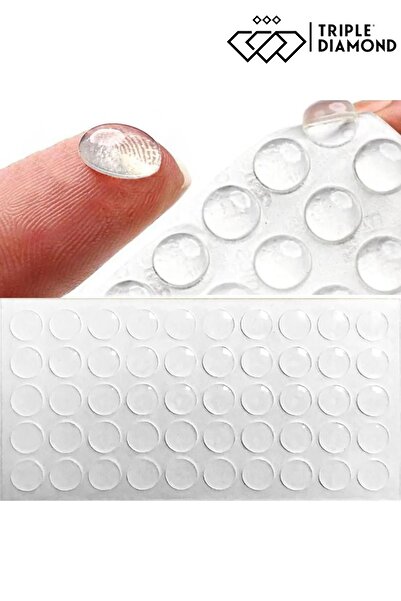 Triple Diamond Yapışkanlı Mini Silikon Ses Stoperi Çekmece Dolap Kapağı Şeffaf , 10 Mm ( 1 Packet=50 Adet )