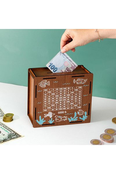 Anadolia Ξύλινος κουμπαράς με σχέδιο ψαριού με στόχο 5000 TL - Parabox