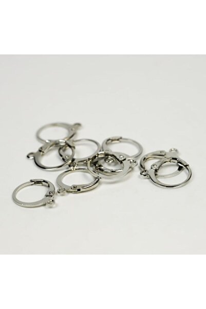 FlowerAksesuar 20 Adet - 12 mm Küpe Kancası, Küpe Klipsi, Küpe Aparatı, Yaylı Küpe Klipsi, Kanca Küpe Nikel Kaplama
