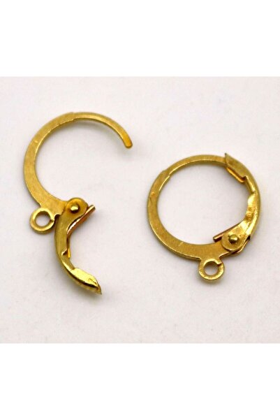 FlowerAksesuar 20 Adet - 12 mm Küpe Kancası, Küpe Klipsi, Küpe Aparatı, Yaylı Küpe Klipsi, Kanca Küpe Sarı Kaplama