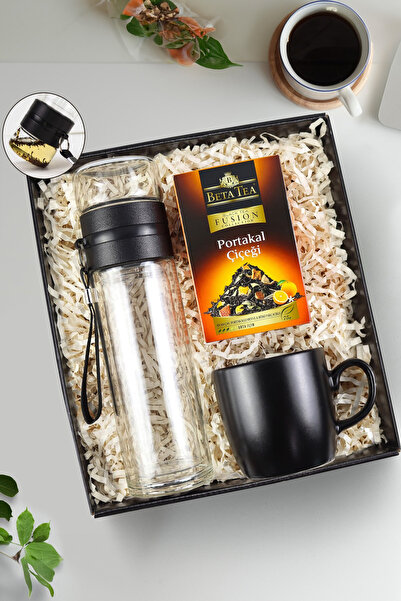 Trendmiya 300ml Cam Demlik Matara & Beta Tea Portakal Çiçeği Bitki Çayı & Siy...