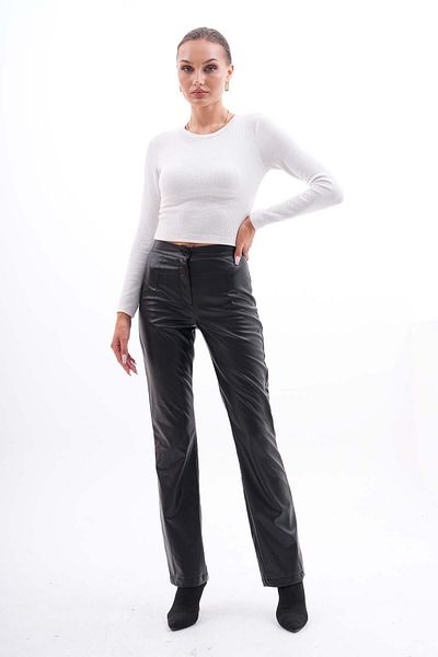 ŞİMAL Pantaloni din piele cu picior tub pentru femei 245252   -