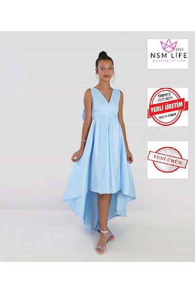 2021 NSM LİFE quality of life Βρεφικό μπλε φόρεμα με ασύμμετρο σχέδιο για κορίτσι - πάρτι γενεθλίων και αποφοίτησης