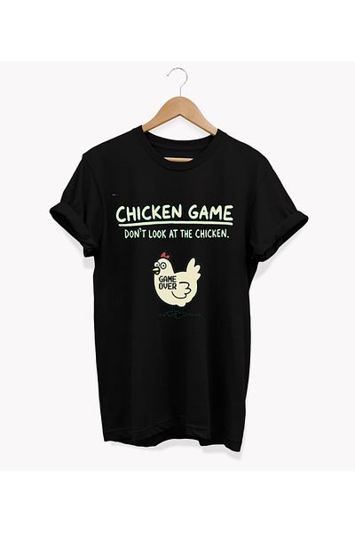 remonz Chicken Game Pattern Crew Neck 100% Cotton Basic T-Shirt - Κανονικό μέγεθος