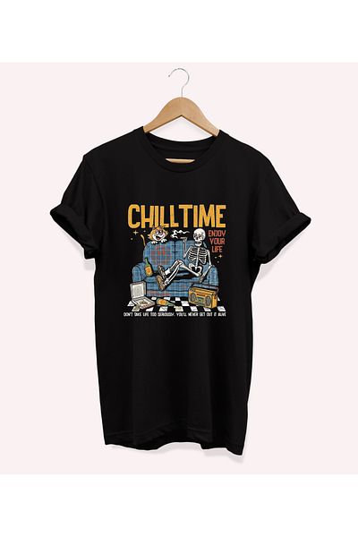 remonz Μπλουζάκι Chill Time Printed Crew Neck 100% Cotton Basic T-Shirt - Κανονικό μέγεθος