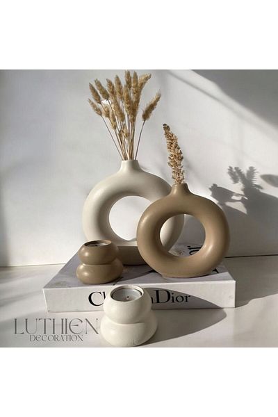 Luthien Set de vază decorativă cu model de gogoși și sfeșnic