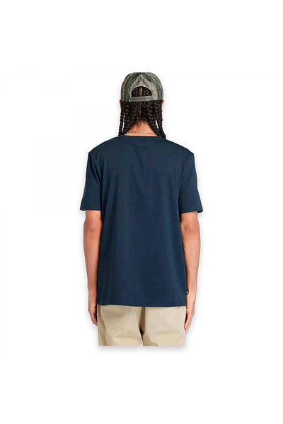 Timberland Navy Blue Men's T-shirt - Tb0a5upq Linear Logo Sleeve