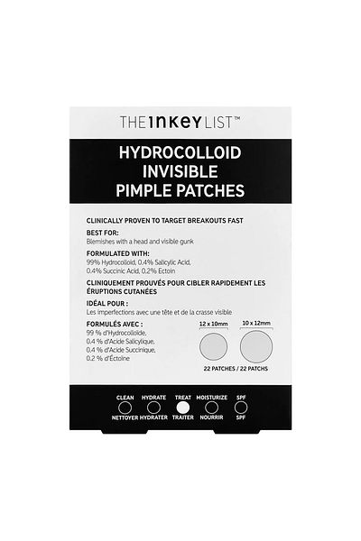 THE INKEY LIST رقعات الطفح الجلدي غير المرئية - أشرطة هيدروكولويد ومضادة لحب الشباب
