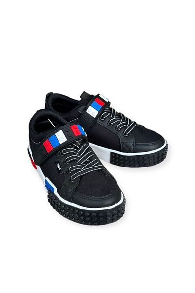 ALES Pantofi cu velcro cu talpă ortopedică neagră pentru băiat