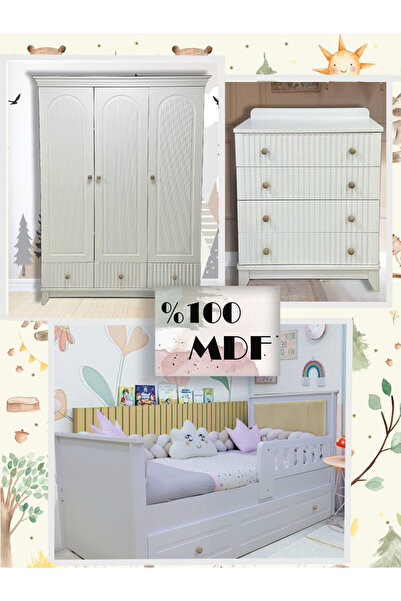 Koza %100 MDF Bohem Beyaz Maxi Bebek&Çocuk Odası Takımı