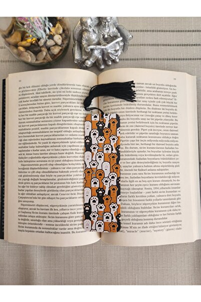 ALTINDAL Home Altindal Home - 3d Cat Paw Patterned, Tasseled and Embossed Bookmark