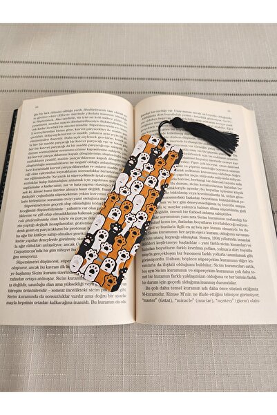 ALTINDAL Home Altindal Home - 3d Cat Paw Patterned, Tasseled and Embossed Bookmark
