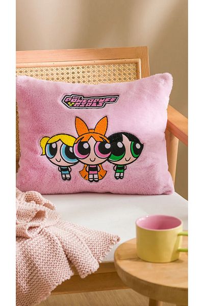 LC Waikiki Powerpuff Girls Pink Embroidered Throw Pillow - Lcw Home, 35x45 Cm