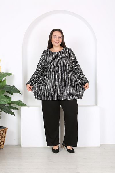 XL Modam Plus Size Side Ripped Tunic and Trousers Set