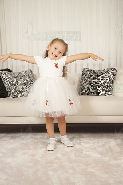 neocotton Φόρεμα με ελαστικό και κερασί τούλι με επένδυση