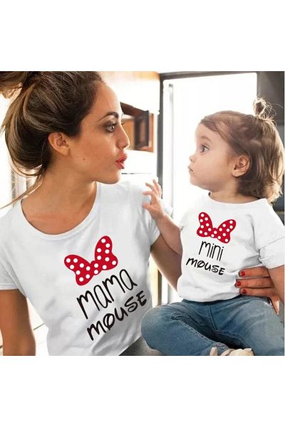 Pink Sky Îmbrăcăminte de familie - Tricou drăguț pentru mamă și fiică cu imprimeu inimă