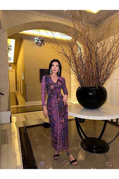 Genel Markalar Euphoria Animal Desenli Tül Elbise 2639-8