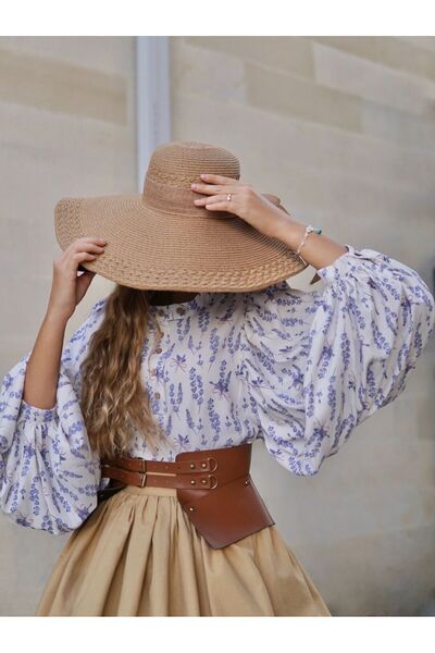 Launes قميص عتيق بأكمام بالون - نمط لافندر