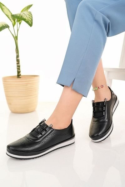 Modafırsat Women's Black Orthopedic Shoes Business Office Mother Daily Ballerina Shoes