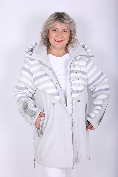 Hitit Butik Striped Gray Coat