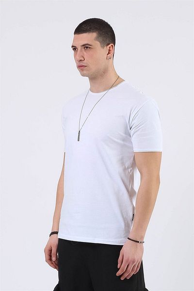 HYPERS Ανδρικό μπλουζάκι με ανοιχτό γιακά λευκό Slim Fit