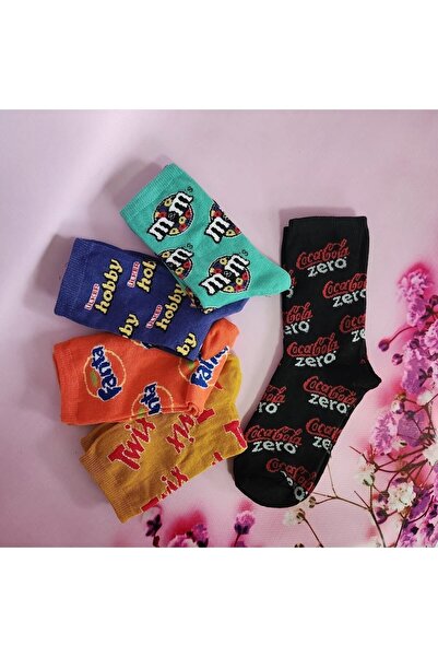 fırsatlar diyarı Дамски чорапи с шарки - 5 чифта (M&M's - Twix - Hobby)