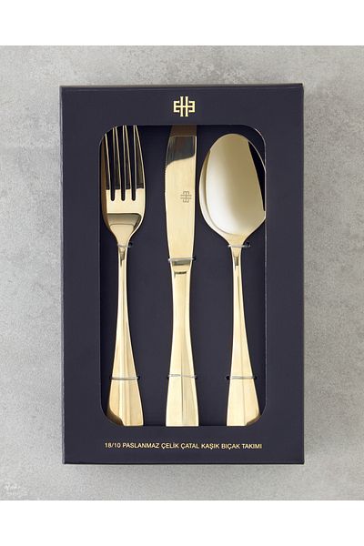 English Home 18 Piece Azul Stainless Steel Spoon Knife Set - Gold for 6 People