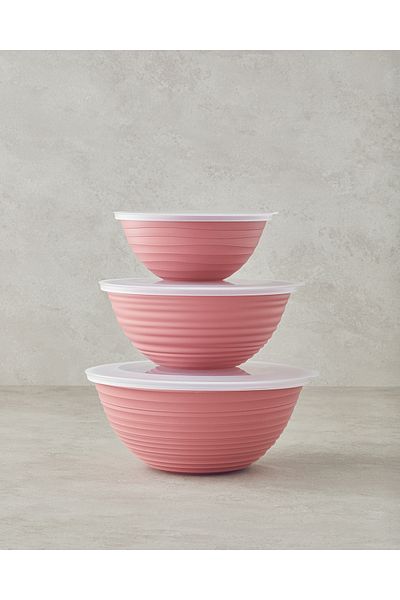 English Home Deanna 3-piece Pink Plastic Storage Set - 1-2-3 L