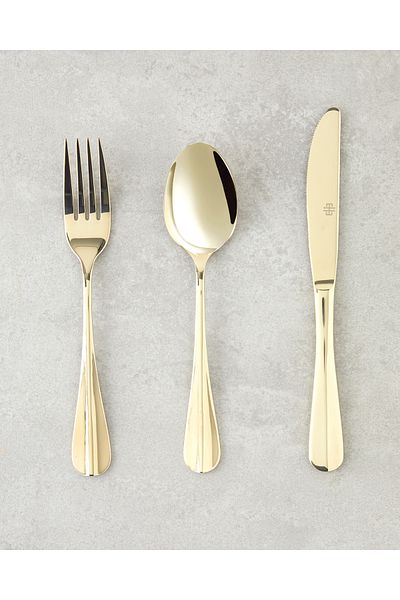 English Home 18 Piece Azul Stainless Steel Spoon Knife Set - Gold for 6 People