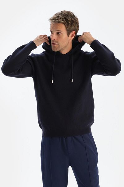 Dagi Herren Strickpullover mit Kapuze in Marineblau
