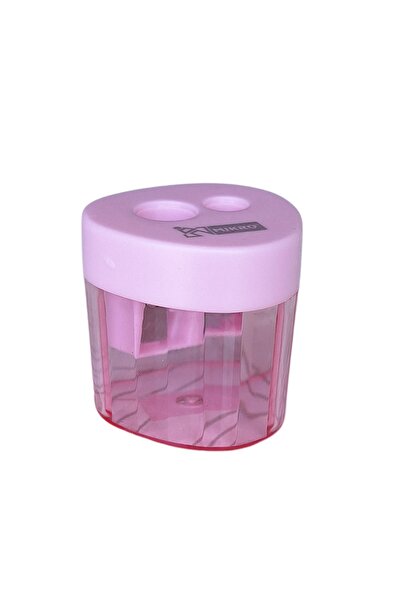 Mikro Pink Pencil Sharpener - Double Hole and Triangle Cap, Pack of 1
