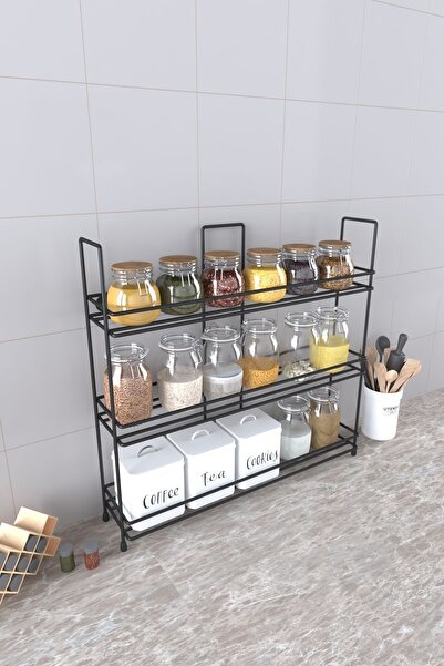 EVA METAL TASARIM Metal Duvara Asılabilir Baharatlık Standı Küçük Boy Baharatlık Rafı Krom